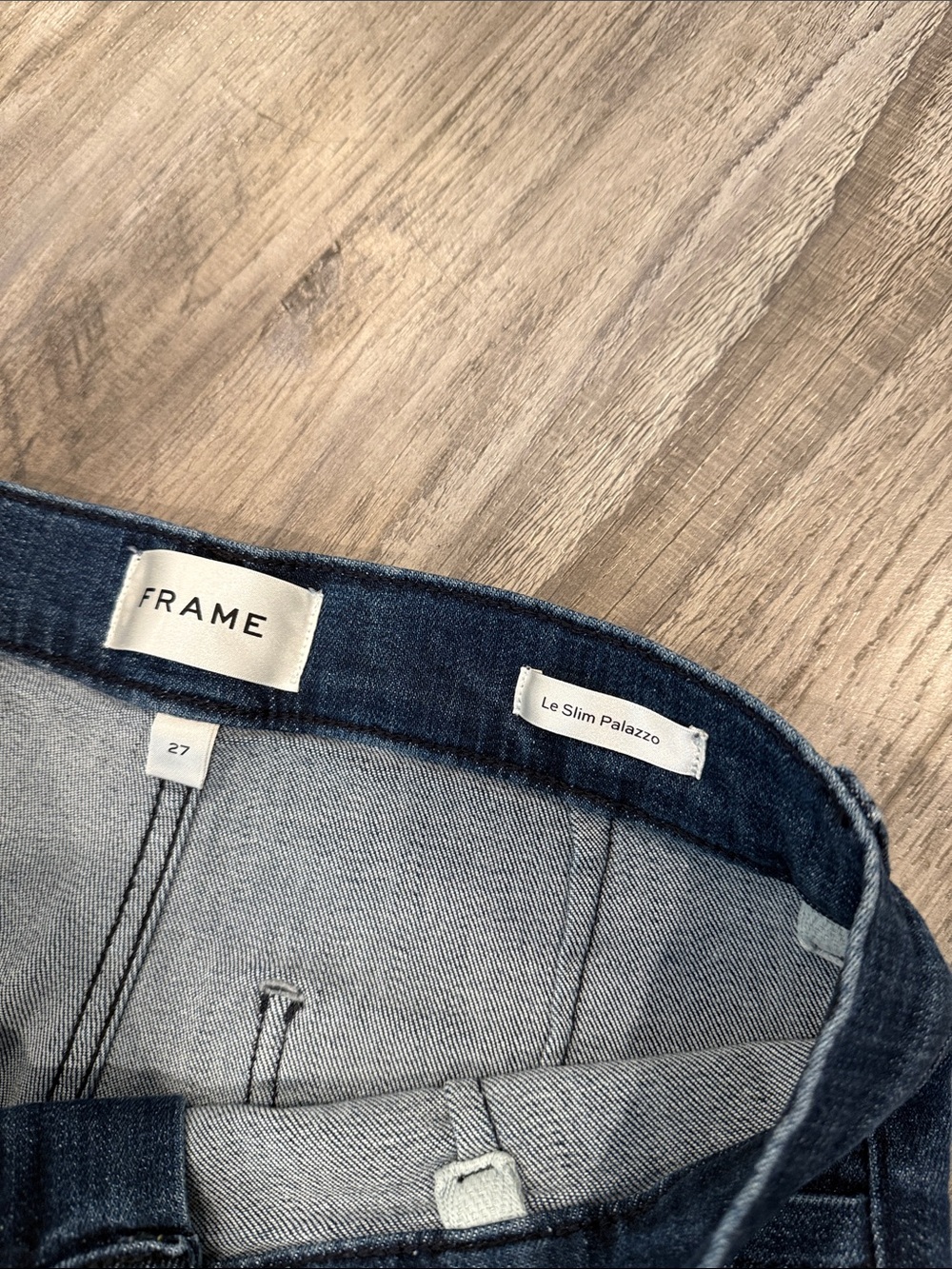 FRAME Le Slim Patch Pocket Palazzo Jeans Thunderstorm Comfort Stretch Denim 27 - Picture 8 of 12